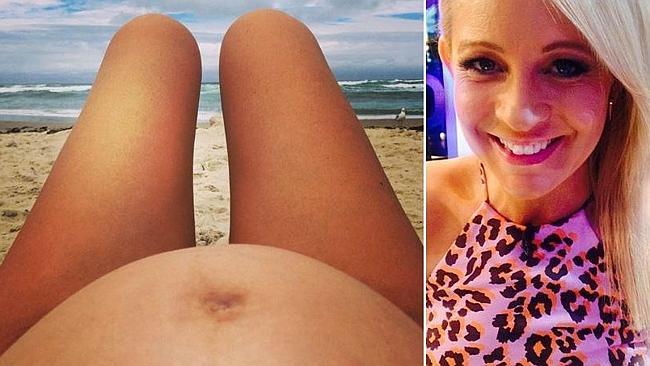 Bickmore shows off her bikini bump