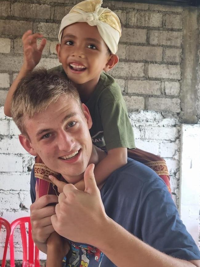 Nathan Driver at Balilife Street Kids Centre while on a mission trip to Bali. Picture: Supplied.