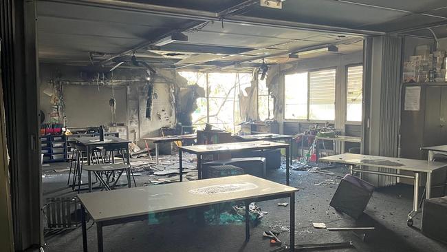 Inside Labrador State School after a fire broke out