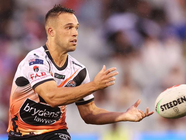 Luke Brooks has been a lightning rod for criticism at the Wests Tigers. Picture: Mark Kolbe/Getty Images