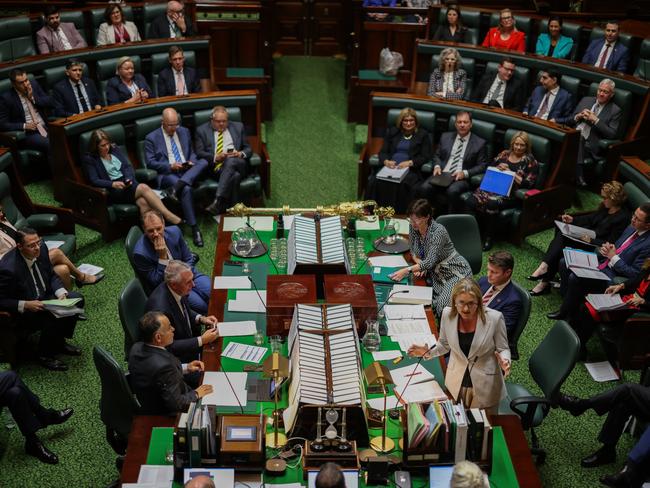 A general view of the floor of the legislative assembly during Question Time at Victoria’s Parliament House in Spring St. Picture: Getty