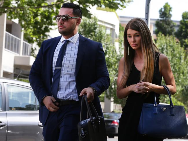 Salim Mehajer and his then wife Aysha arrive at Bankstown Court several years ago. Picture: Cameron Richardson.