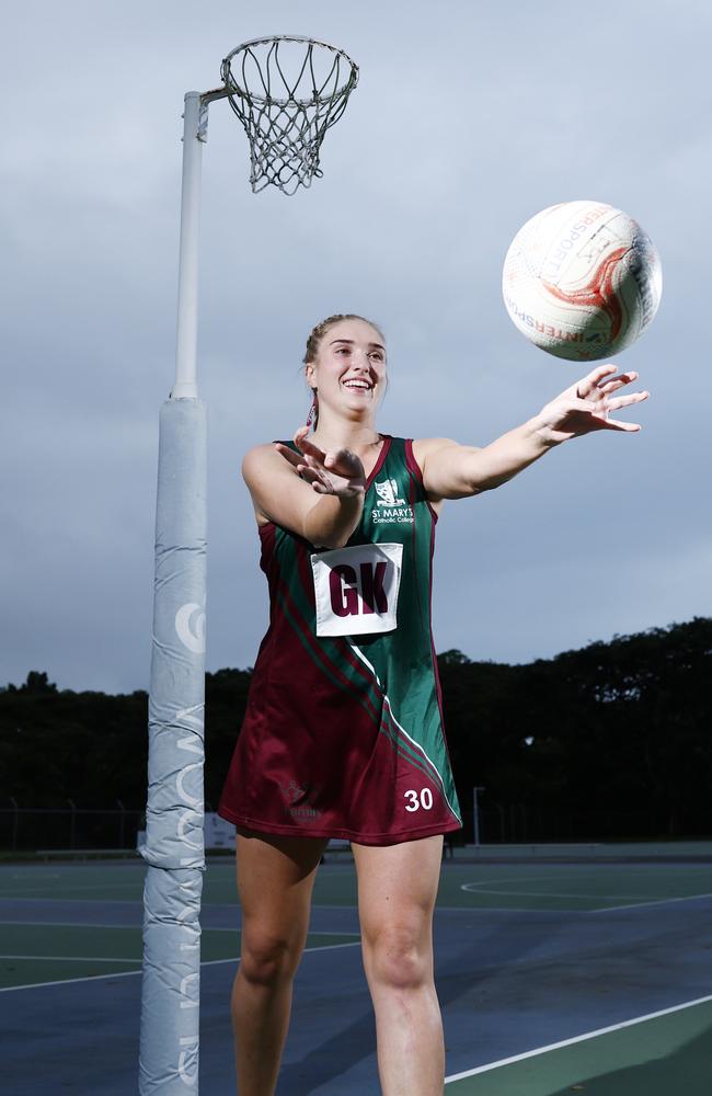 St Mary's netballer Charlotte Jonsen was named in the QISSN team of the tournament in the Queensland Independent Secondary Schools Netball carnival, held in Brisbane from June 25 to 30. Picture: Brendan Radke