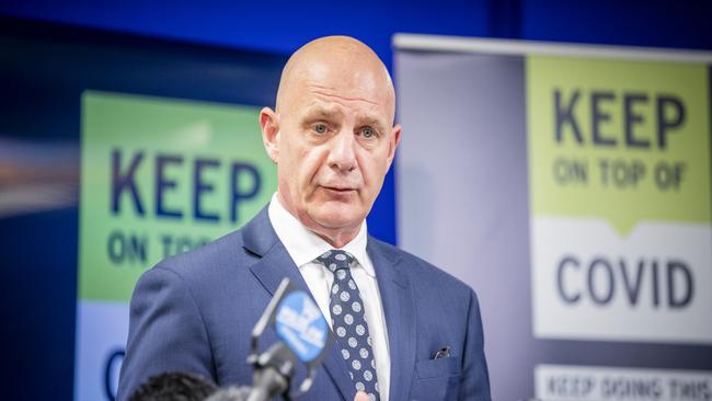 Premier Peter Gutwein. Tasmanian Government hold a borders press conference after new cases of coronavirus are announced in South Australia. Picture: RICHARD JUPE