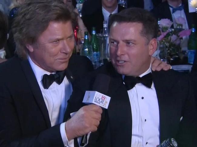 Richard Wilkins and Karl Stefanovic during the 2019 Logies. Picture: Nine