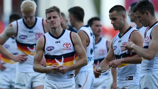 David Mackay looks dejected after the Crows’ loss against Western Bulldogs. Picture: Matt Roberts/Getty