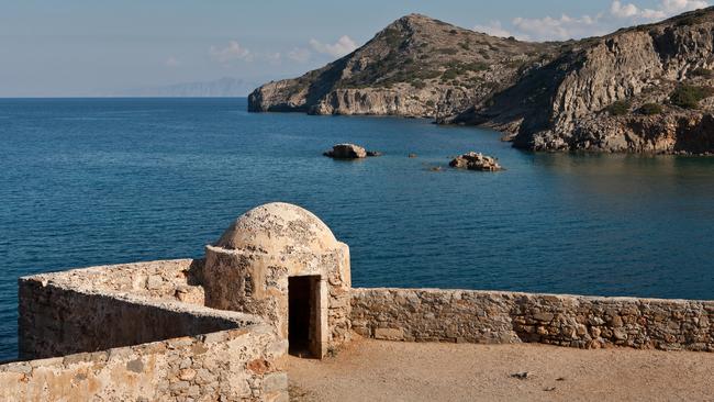 Sentry box at the fortress island of Spinalonga, in Crete, Greece.