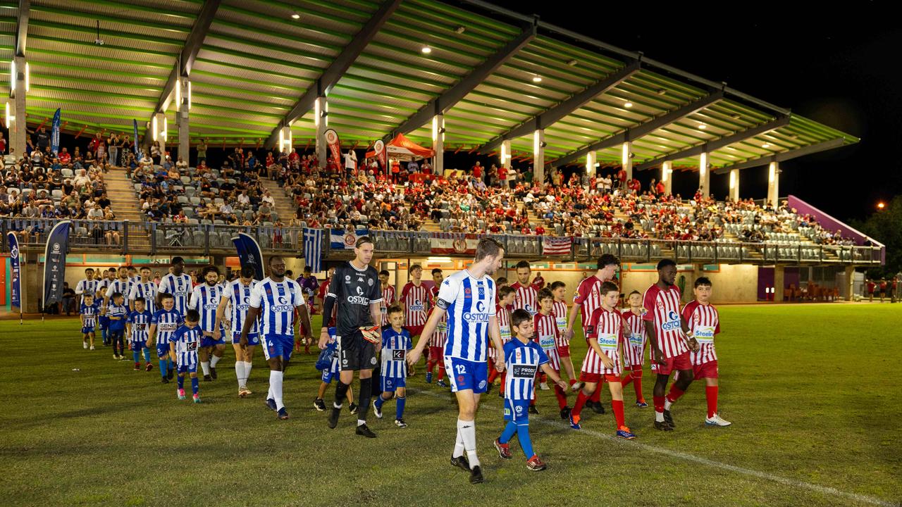 Action shots from the fifth annual GleNTi Cup between Hellenic AC and Darwin Olympic SC, June 3, 2025. Picture: Pema Tamang Pakhrin