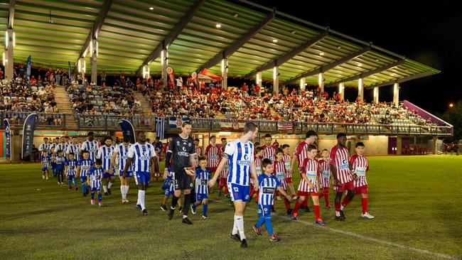Action shots from the fifth annual GleNTi Cup between Hellenic AC and Darwin Olympic SC, June 3, 2025. Picture: Pema Tamang Pakhrin