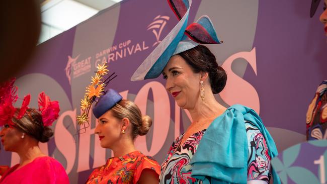 Sally Martin at the 2024 Darwin Cup Carnival Fashions on Field. Picture: Pema Tamang Pakhrin