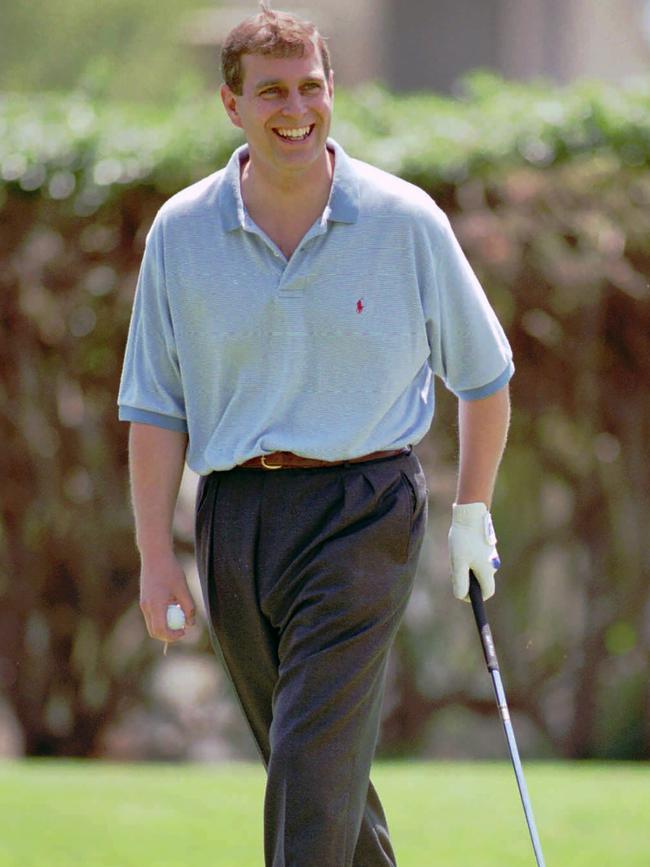 Prince Andrew during a golf tournament in Palo Alto, California.