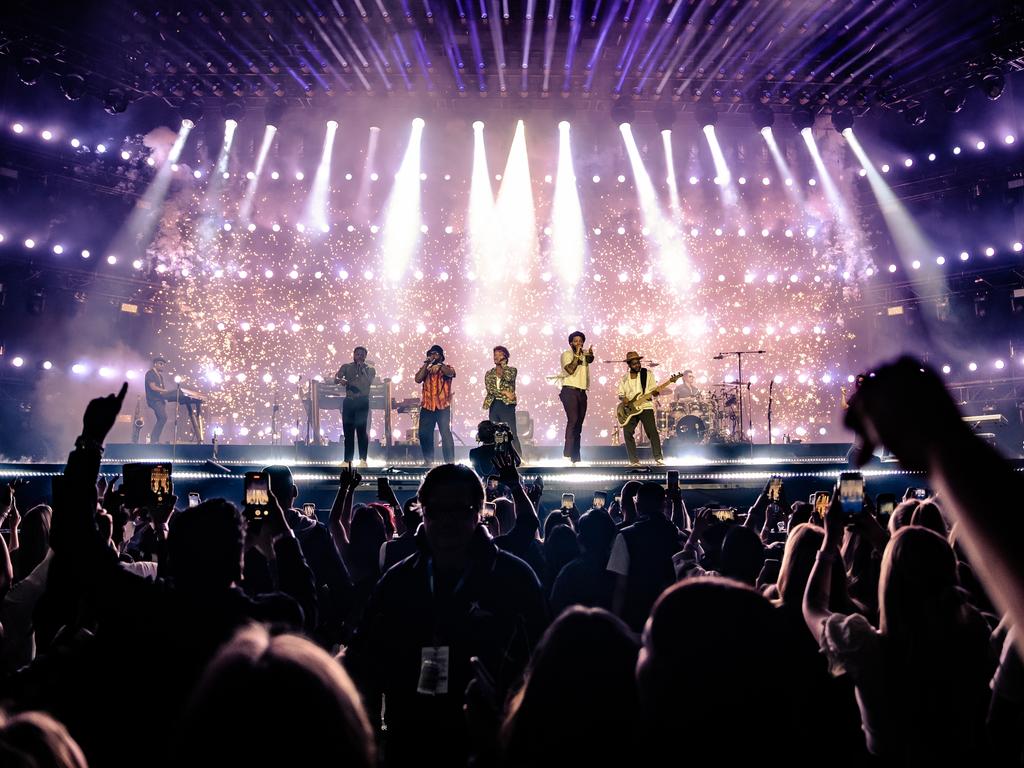 Bruno Mars performing at Allianz Stadium in 2022. Doubling the number of concerts at the venue could give NSW a $50m boost.