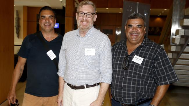 Dewayne Mundraby, David Edwards and Dale Mundraby at the Future Tourism lunch at the Cairns Convention Centre PICTURE: ANNA ROGERS