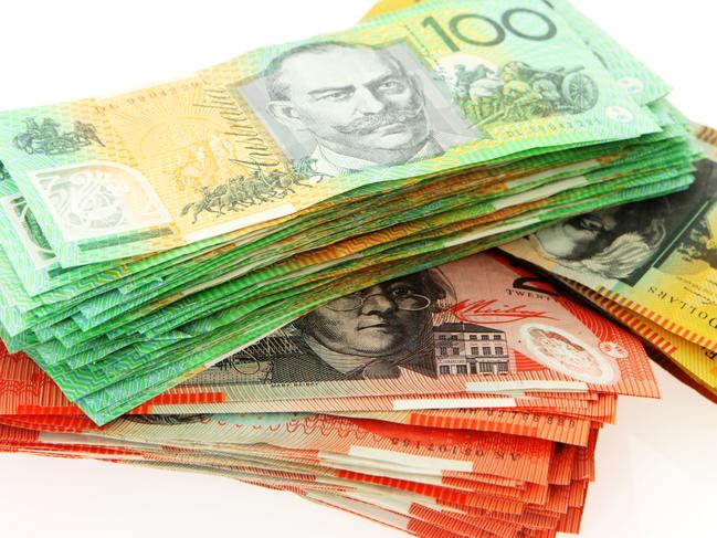 Australian money on white