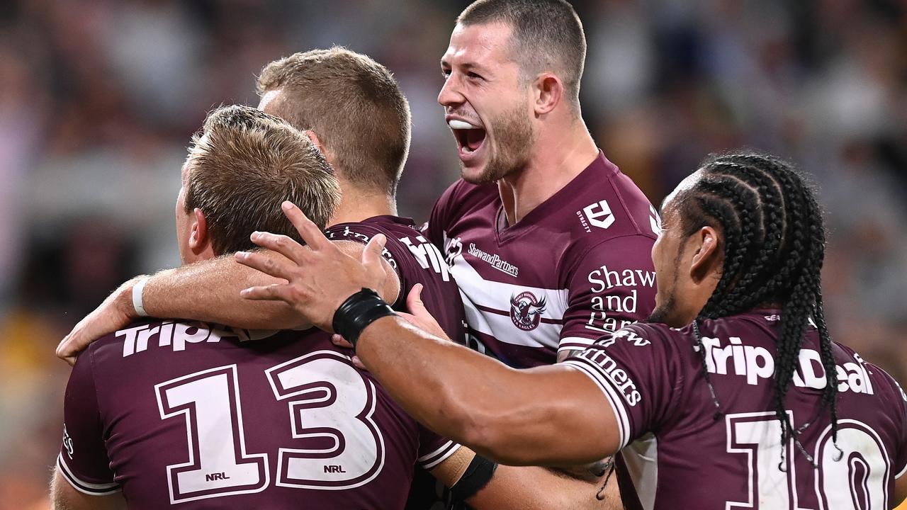 Manly recorded their biggest-ever win over the Broncos. (Photo by Bradley Kanaris/Getty Images)