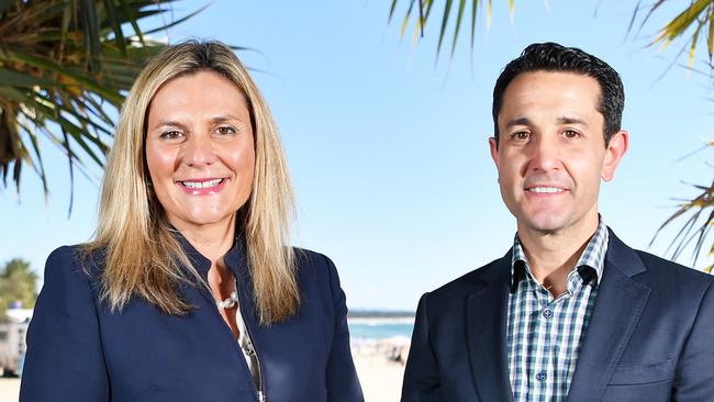 Noosa Mayor Clare Stewart and LNP leader in Queensland David Crisafulli, Picture: Patrick Woods.