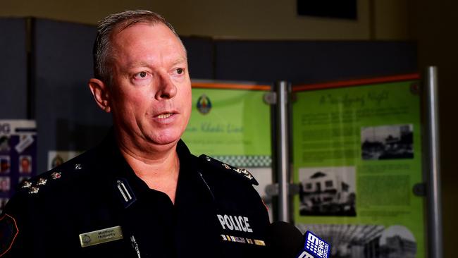 NT Police Commander Matt Hollamby addresses media. Picture: Justin Kennedy