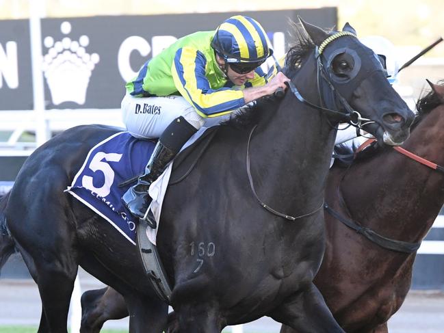 Milford (NZ) ridden by Declan Bates wins the L.V Lachal Handicap at Flemington Racecourse on May 18, 2024 in Flemington, Australia. (Photo by Brett Holburt/Racing Photos via Getty Images)