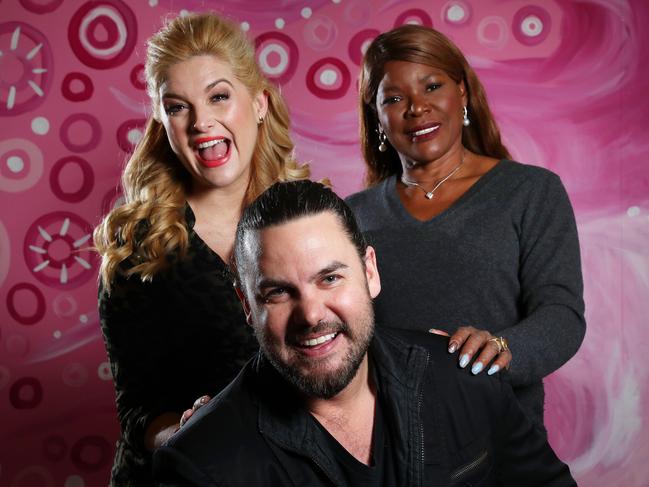 Lucy Durack, Ben Mingay, and Marcia Hines are all in the musical with McKenney. Picture: Liam Kidston.