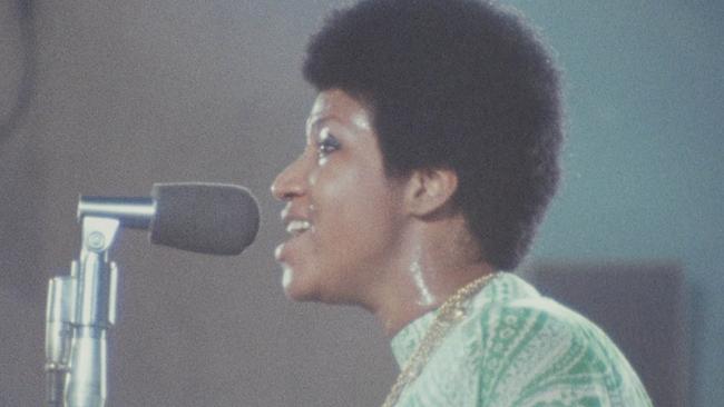 Aretha Franklin in a scene from Amazing Grace