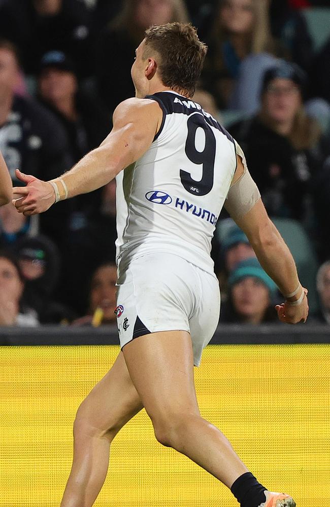 Patrick Cripps kicked two final quarter goals. (Photo by Sarah Reed/AFL Photos via Getty Images)