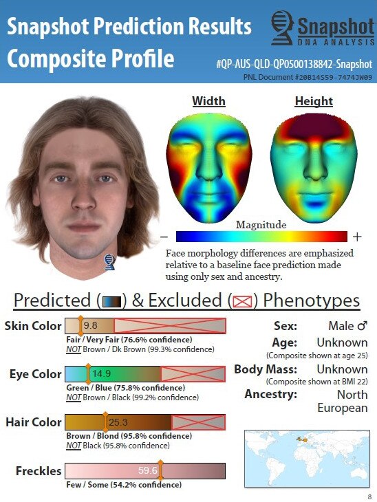 A DNA generated image of a man police want to to speak to in relation to the cold case murder of Owen Eddie Crabbe in May 1982. Picture: Supplied