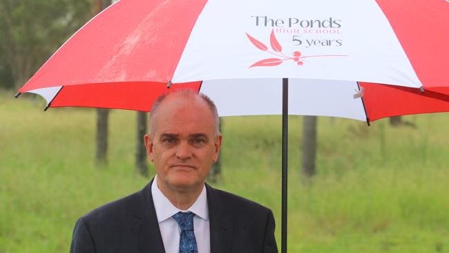 The Ponds High School P and C president Roland de Pree, outside the proposed location of Tallawong Primary School in Rouse Hill.