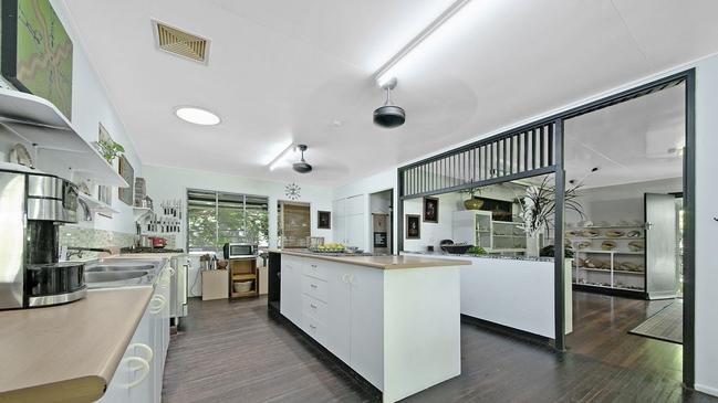 The open plan kitchen inside the home.