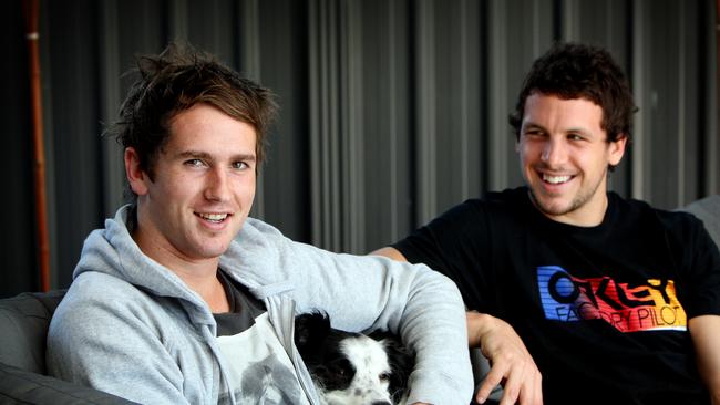  Cameron O'Shea at home with housemate and fellow Power footballer Travis Boak in 2011. 