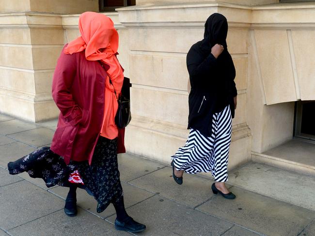 People leave the Supreme Court during a break in proceedings in the trial of Zainab Abdirahman-Khalif earlier in the week. Picture: AAP / Sam Wundke