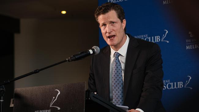 Seven West Media news boss Anthony De Ceglie speaking at the Melbourne Press Club. Picture: Emily Kulich