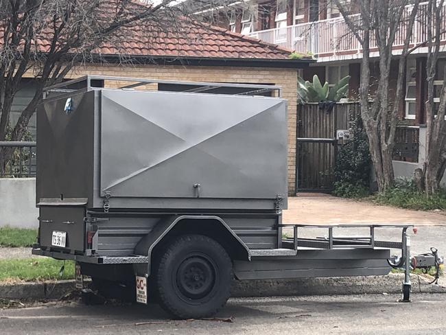 A trailer parked in Dee Why Pde, Dee Why, on Tuesday. Picture: Manly Daily