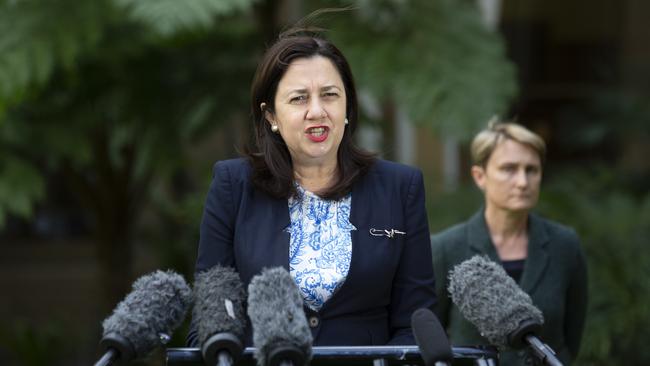 Queensland Premier Annastacia Palaszczuk addresses the media at Queensland's Parliament House. Picture: NCA NewsWire / Sarah Marshall