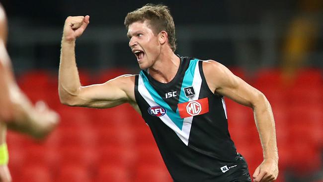 Key forward Mitch Georgiades made an impressive start to his AFL career for Port Adelaide.