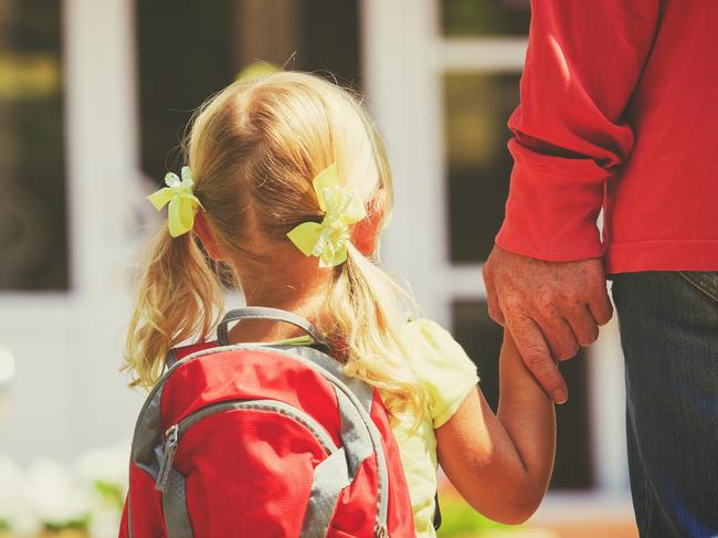 father and little daughter go to school or daycare, education  Picture: istock