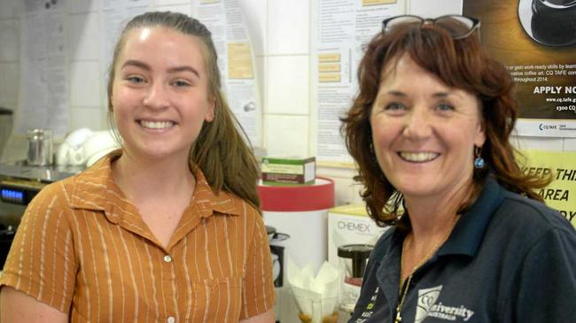 Mya Leyden and Charlie Jensen at Capricorn Careers Expo. Picture: Jann Houley