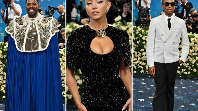 Actor Colman Domingo, Actor Sydney Sweeney and musician Pharrell Williams walk the 2025 Met Gala carpet.