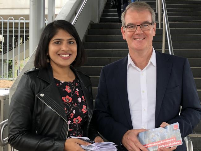 Labor candidate for Holsworthy Charishma Kaliyanda with state Opposition Leader Michael Daley in Holsworthy.