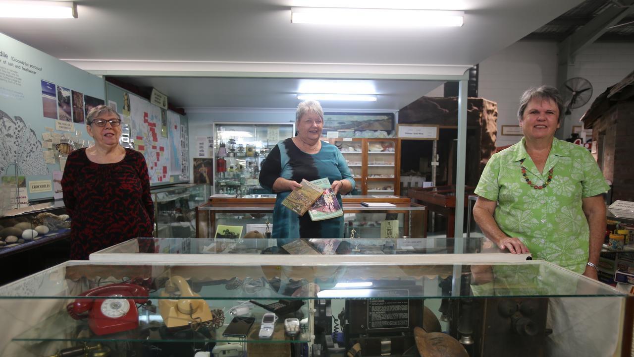 Proserpine Museum president Aisla Reinke, vice president Gay Gillies and secretary Michele Dibbens in front of their new phone history display.