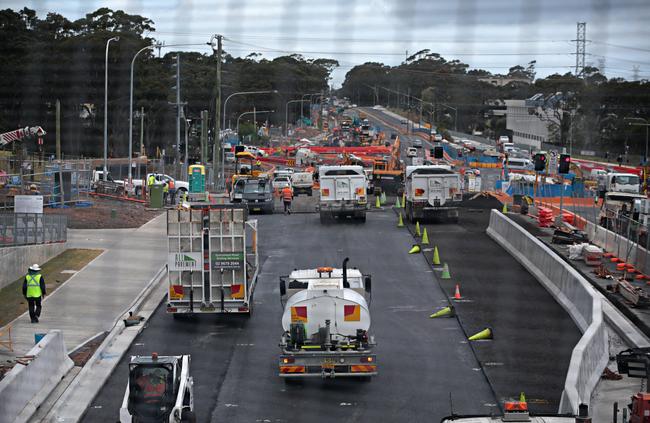 Road works around Northern Beaches Hospital. Picture: Adam Yip / Manly Daily