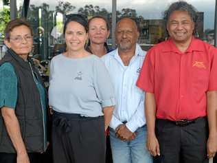 WORKING TOGETHER: Marilyn Thomas of Helem Yumba, Sharona Kemp of Juwarki Kapu-Lug, Peta Steedman of Helem Yumba, Mark Warcon of Gumbi Gubi, and Thalep Ahmat of Bidgerdii co-signed the Murri Binda statement of cooperation. Picture: Jann Houley