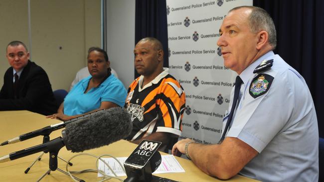 FLASHBACK TO 2009: Peggy’s family members Delphine Broome and Daniel Williams spoke to the media to urge the public to come forward with any information into the tragic hit and run death. Inspector Brian Cannon is in the foreground of the photo.