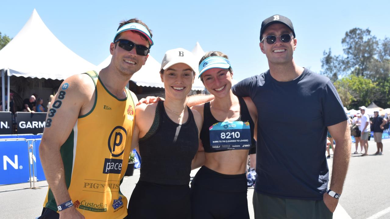 David Cheel, Maddison Bonner, Aoife Moore and Tim Gaynor at the Garmin Noosa Triathlon on October 30, 2022. Picture: Sam Turner