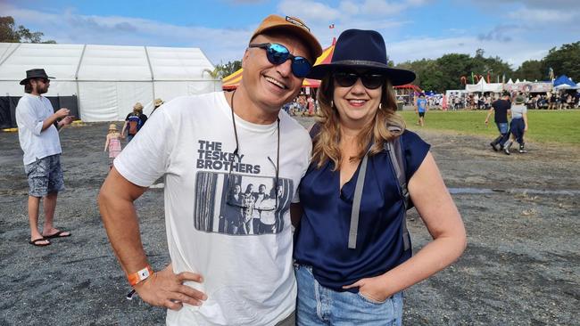 Annastacia Palaszczuk and Reza Adib at the Byron Bay Bluesfest. Picture: Suzanne Simonot