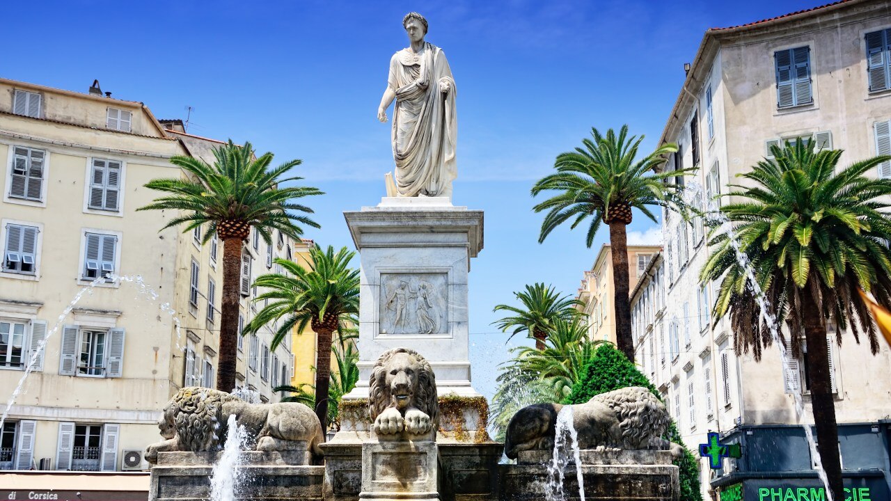 Napoleon statue in Ajaccio, Corsica, France.