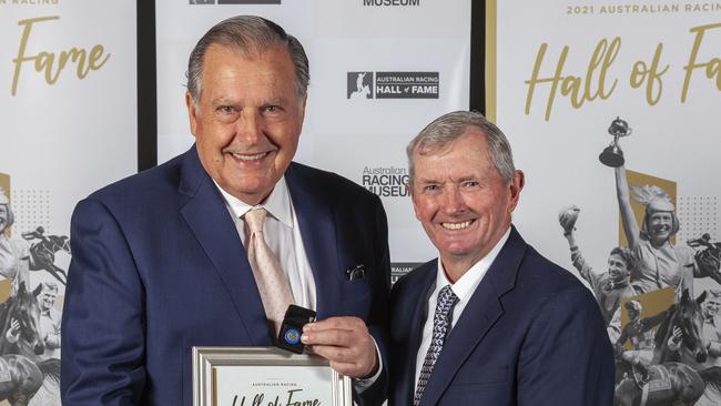 John Hawkes (right) has been honoured with the naming of a Group 3 race after the Hall Of Fame trainer.