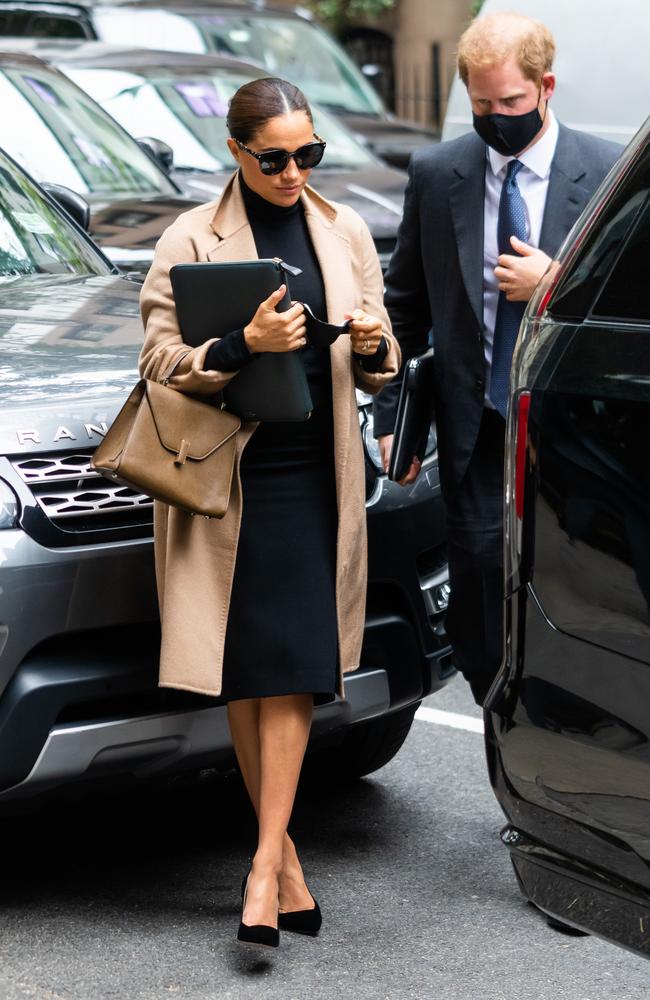 Meghan Markle, Duchess of Sussex, and Prince Harry, Duke of Sussex, are seen in Midtown, NYC. Picture: Gotham/GC Images