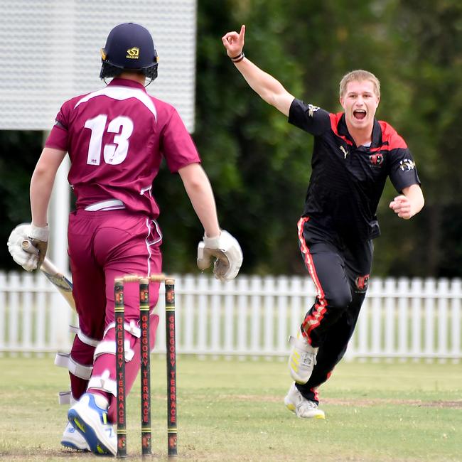 Terrace bowler George Hales GPS First XI cricket between Terrace and Ipswich Grammar School Saturday February 1, 2025. Picture, John Gass