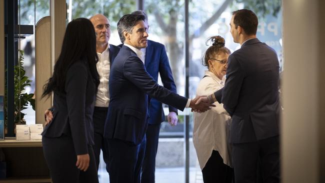 ANZ’s new CEO Nuno Matos on his first day visiting a branch in Bourke Street Melbourne. Picture: Arsineh Houspian