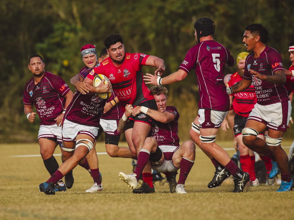 GCDRU major semi final between Colleges Knights and Nerang Bulls. Picture: Glenn Campbell